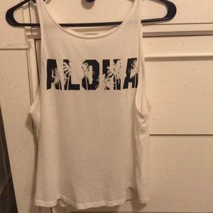PINK brand white Aloha tank